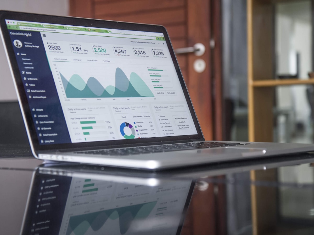 Cloud financial management dashboard on a laptop